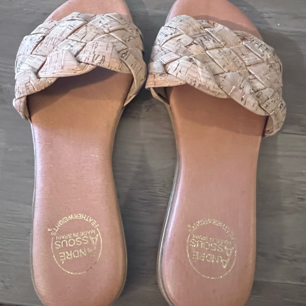 Andre Assous Beige Woven Slide Sandals - Picture 6 of 11